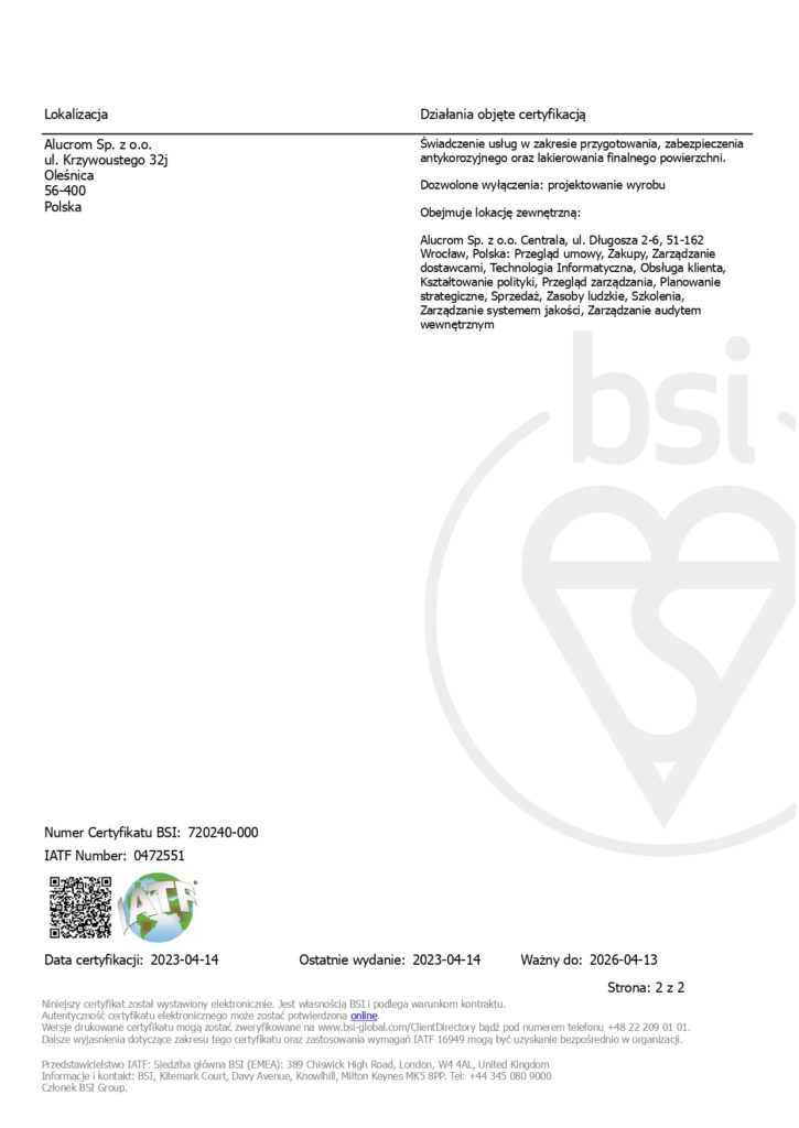 IATF 16949, certyfikat jakościowy, malowanie dla Automotive, malowanie dla branży motoryzacyjnej